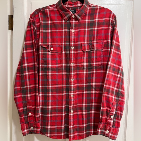 J. Crew Other - J CREW men’s L red oxford flannel shirt